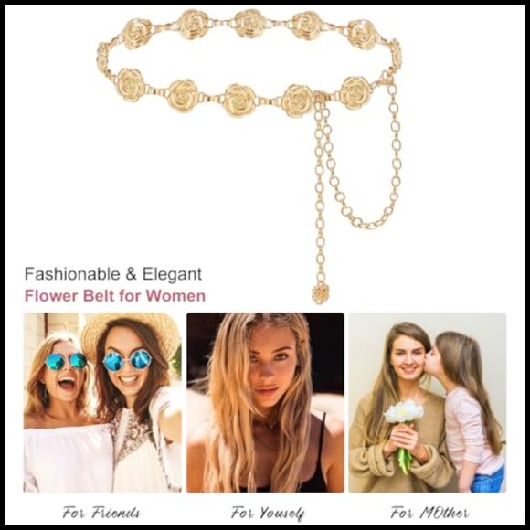 Alloy Hollow Flower Chain Belt for Women Waist Accessory main image 5